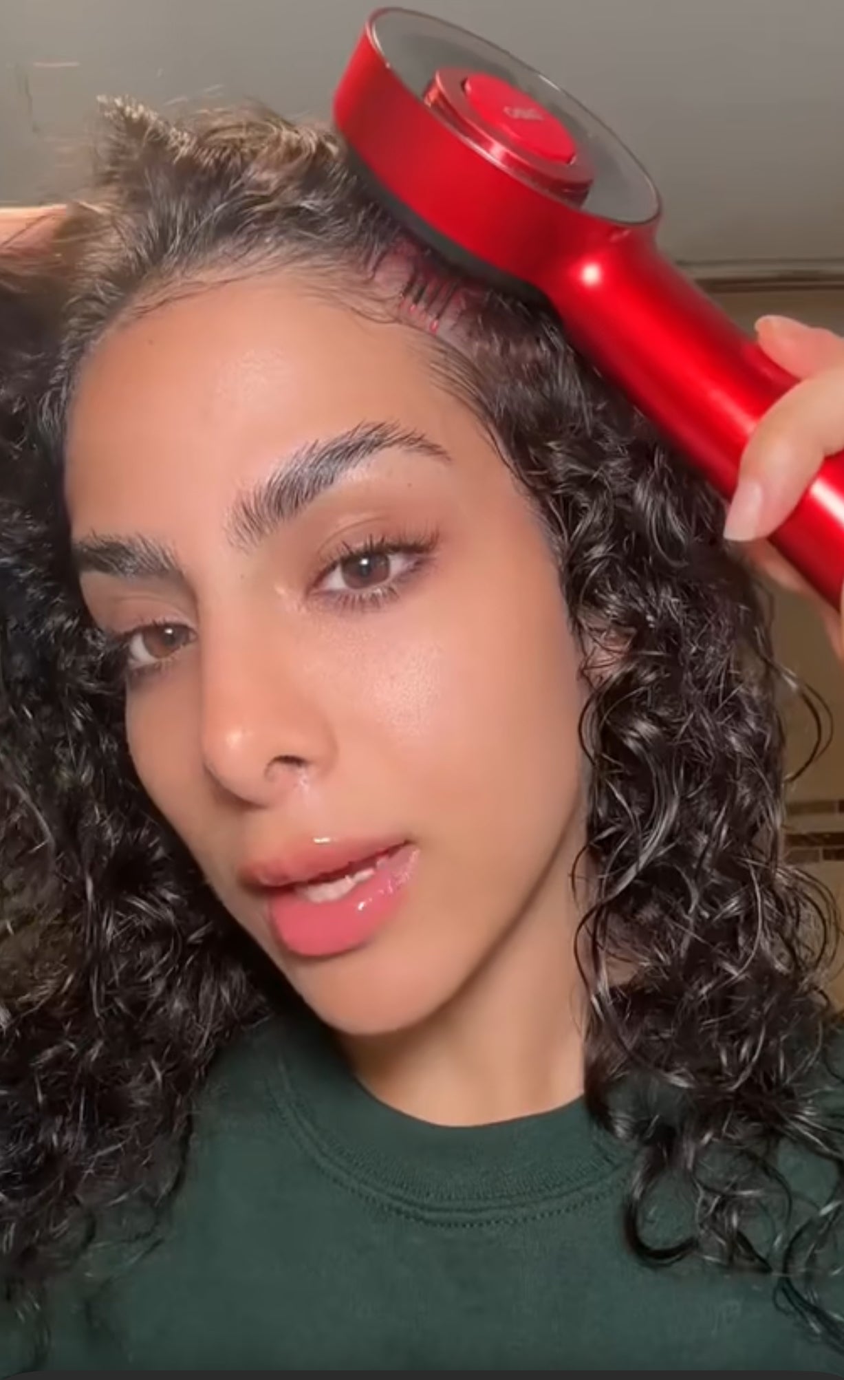 Lady using Scalp Massager For Hair Growth