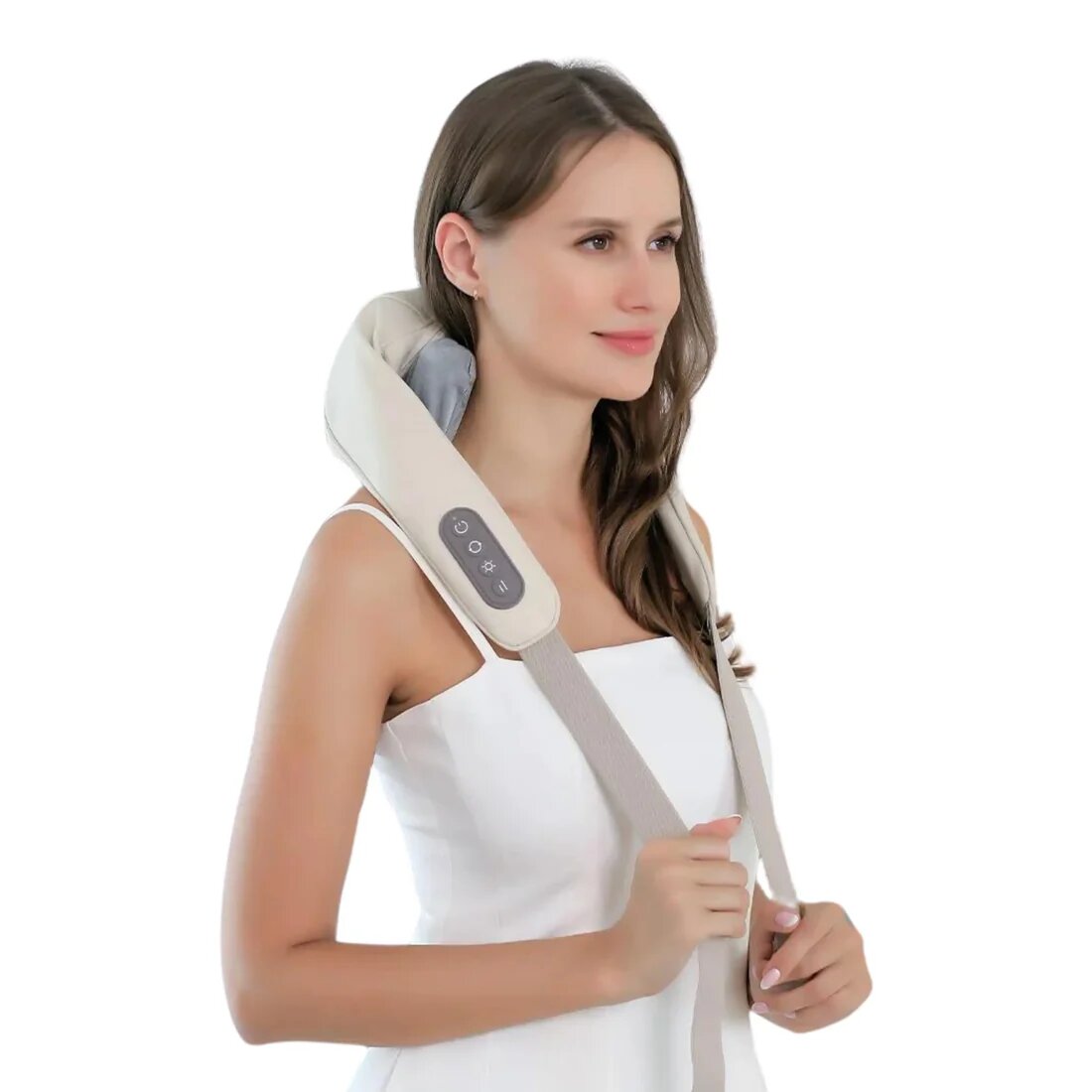 Frontview of Lady with Neck and Shoulder Massager